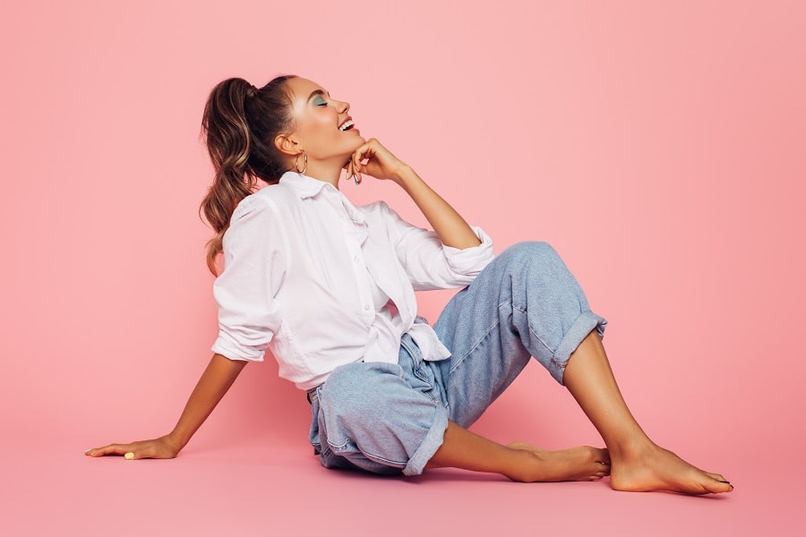 شلوار لی مام استایل